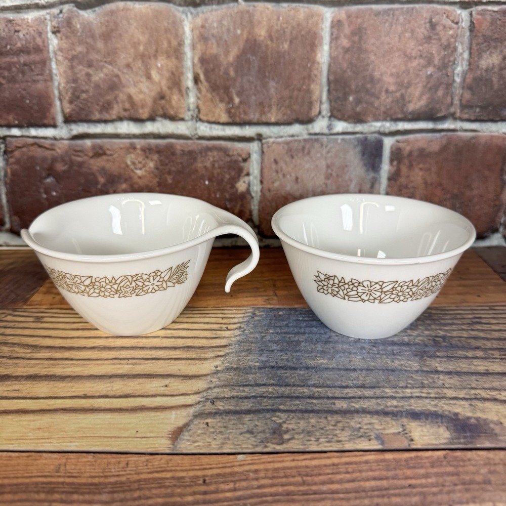Vintage Corelle White Woodland Brown Sugar Bowl & Hook Handle Creamer Set‎